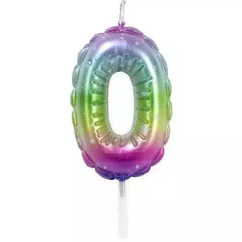 Vela De Numero Multicolor Forma De Globo X 1 Unidad