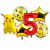 Set De 5 Globos Pokemon Pikachu +4metalizados 45cm + Numero - tienda online