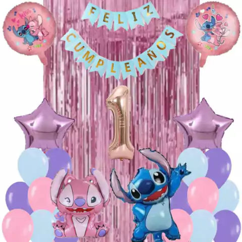 Combo Deco Feliz Cumpleaños Stitch Y Angela