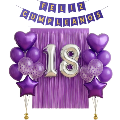 Combo Deco en casa Globos + Cortina + Números De 40cm - comprar online