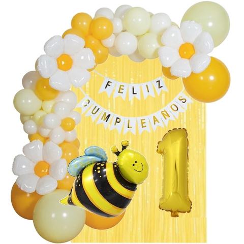 Kit Arco De Globos Abejita + Numero De 70cm