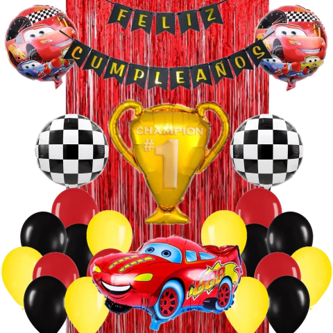 Combo Deco Globos Cars Carreras Autos Feliz Cumple