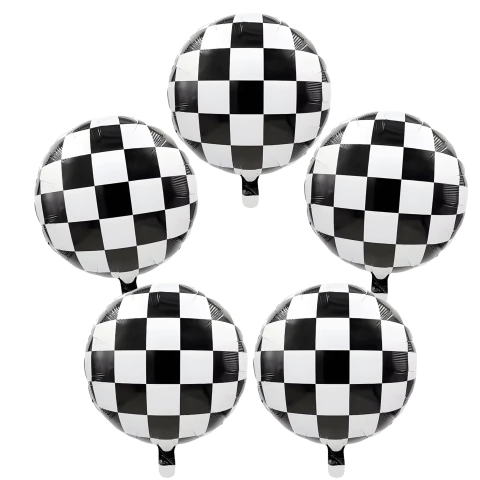 Globos Redondos Bandera Carreras Autos De 45cm X5 Unidades
