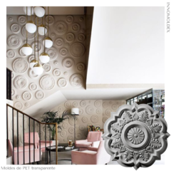 Molde De PET Para Decoración Rosetón 3D Para Vaciado de Yeso, Cemento, Concreto, Hormigón o Resina