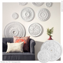 Kit De 2 Moldes De PET Para Decoración Rosetón Hoja 3D Para Vaciado de Yeso, Cemento, Concreto, Hormigón o Resina