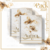 Agenda feminina floral dourada para 2025 com design elegante e detalhes florais.