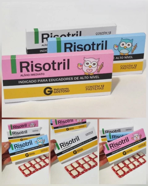 Caixa Remédio Pastilha Dia dos Professores em arquivos digitais PDF e Studio pronta para imprimir e montar lembrancinhas divertidas para professoras