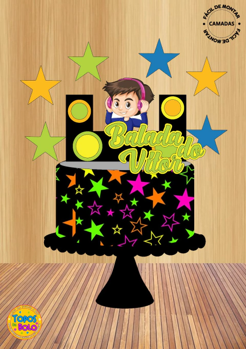 Arquivo de Corte Topo de Bolo Balada Neon