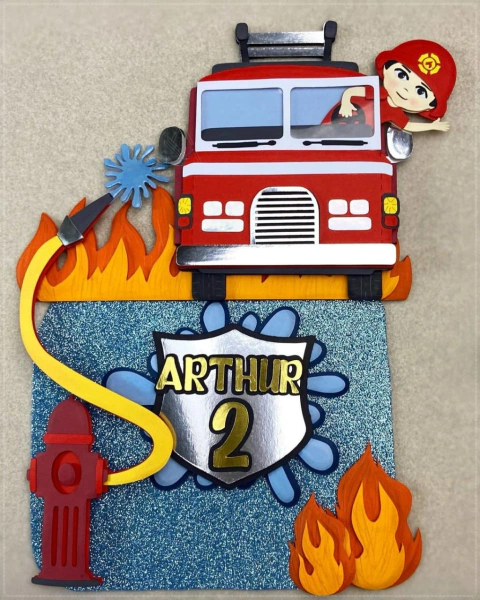 Arquivo de Corte Topo de Bolo Bombeiros Luxo