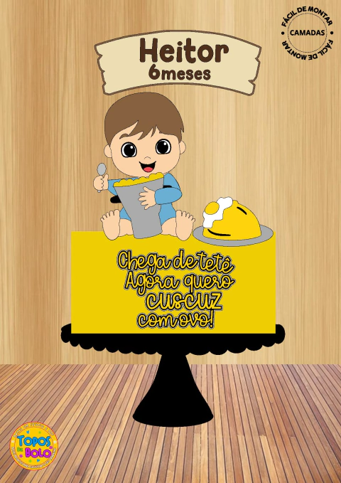 Arquivo de Corte Topo de Bolo Baby Cuscuz Menino