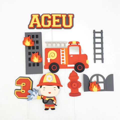 Arquivo de Corte Topo de Bolo Bombeiros Camadas