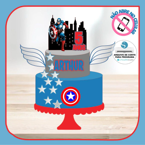 Arquivo de Corte Topo de Bolo Capitão América