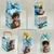 Caixas decorativas para festa Pedro, com tema religioso, apresentando ilustrações de um menino e Jesus em um barco.