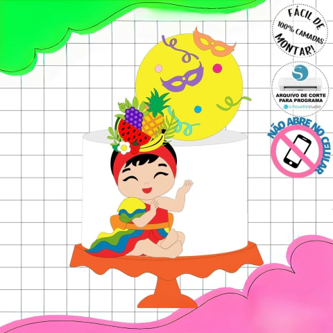 Topo de bolo Baby Carmem Miranda