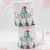 Canecas de natal com desenho de árvore e mensagem especial em aquarela.