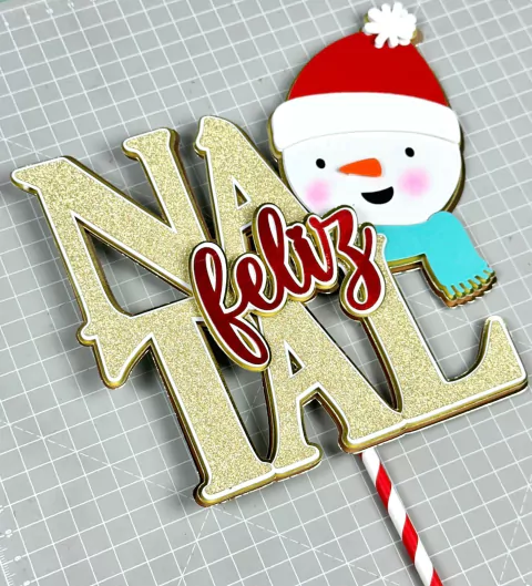 Arquivos de Corte Topo de Bolo Feliz Natal Boneco De Neve 01
