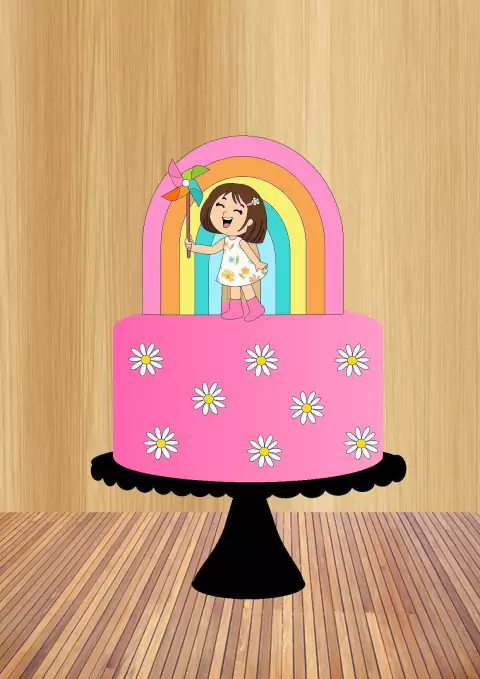 Arquivos de Corte Topo de Bolo Menina Com Catavento