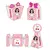 Caixas de festa personalizadas com tema de cerejinha e uma menina vestindo um vestido branco, ideal para festas infantis.