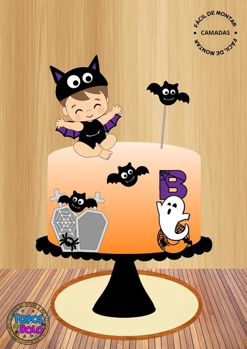 Arquivo de Corte Topo de Bolo Bebe Morcego