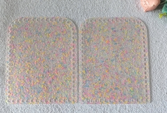Par Placa Acrílica para Mochila Crochê 18x22,7cm