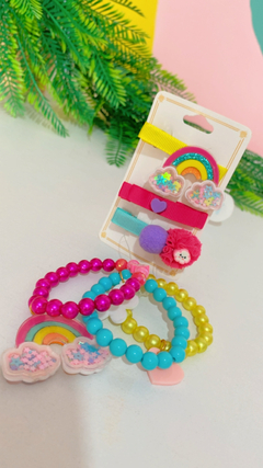Kit hair Clips arco íris