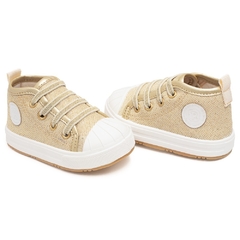 Tênis baby cano alto dourado