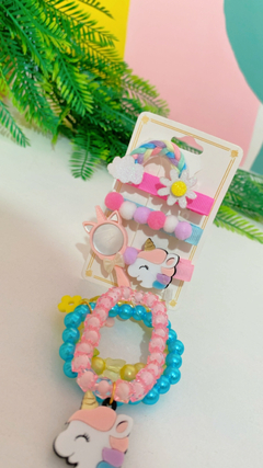 Kit hair Clips unicórnio