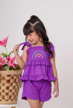 Conjunto linho arco íris roxo - comprar online