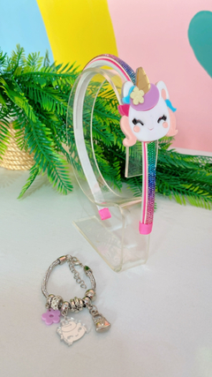 Kit tiara strass unicórnio/ pulseira - comprar online