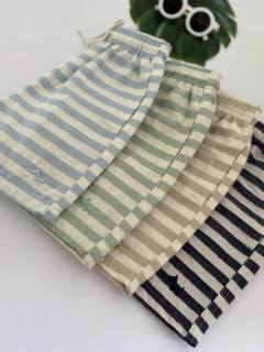 Short linho listras