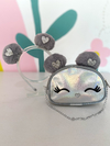 Kit bolsa/ tiara Pompom prata furta-cor