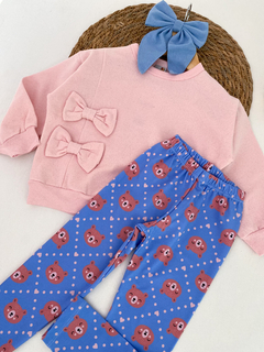 Conjunto ursinho laço rosa na internet