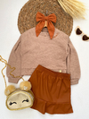 Conjunto short saia couro marfim