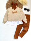 Conjunto moletom legging couro caramelo - comprar online