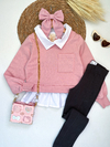 Conjunto sobreposição rosê juvenil
