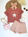 Conjunto manga tule couro nude - comprar online