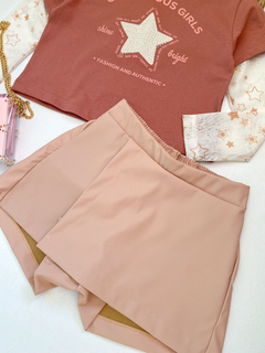 Imagem do Conjunto manga tule couro nude