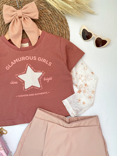 Conjunto manga tule couro nude - Lê Petit Kids