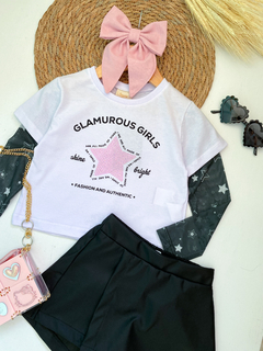 Conjunto manga tule couro preto - comprar online