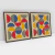 Quadro Decorativo Abstrato Geométrico Bauhaus Design Kit com 2 Quadros