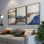 Quadro Decorativo Abstrato Minimalista Paisagem Montanhosa Kit com 3 Quadros