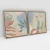 Imagem do Quadro Decorativo Abstrato Moderno Formas Naturais Folhas em tons pastéis Kit com 2 Quadros