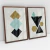 Quadro Decorativo Escandinavos Geométricos Preto, Verde Claro e Amarelo Kit com 2 Quadros