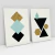 Quadro Decorativo Escandinavos Geométricos Preto, Verde Claro e Amarelo Kit com 2 Quadros