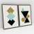 Quadro Decorativo Escandinavos Geométricos Preto, Verde Claro e Amarelo Kit com 2 Quadros