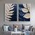 Quadro Decorativo Royal Blue Leaves Efeito 3D Kit com 2 Quadros