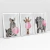 Quadro Decorativo Zebra Girafa e Elefante Mascando Chiclete Rosa Kit com 3 Quadros - Bimper - Quadros Decorativos