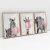 Quadro Decorativo Zebra Girafa e Elefante Mascando Chiclete Rosa Kit com 3 Quadros - loja online