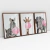 Imagem do Quadro Decorativo Zebra Girafa e Elefante Mascando Chiclete Rosa Kit com 3 Quadros