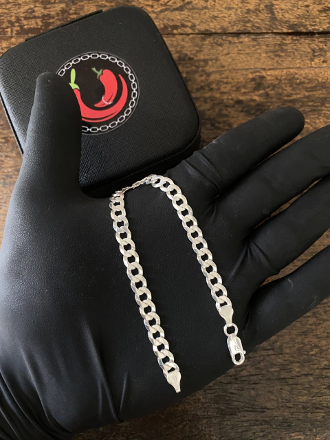 Pulseira Grumet 6,5mm Escama de peixe Prata 925 italiana Maciça original